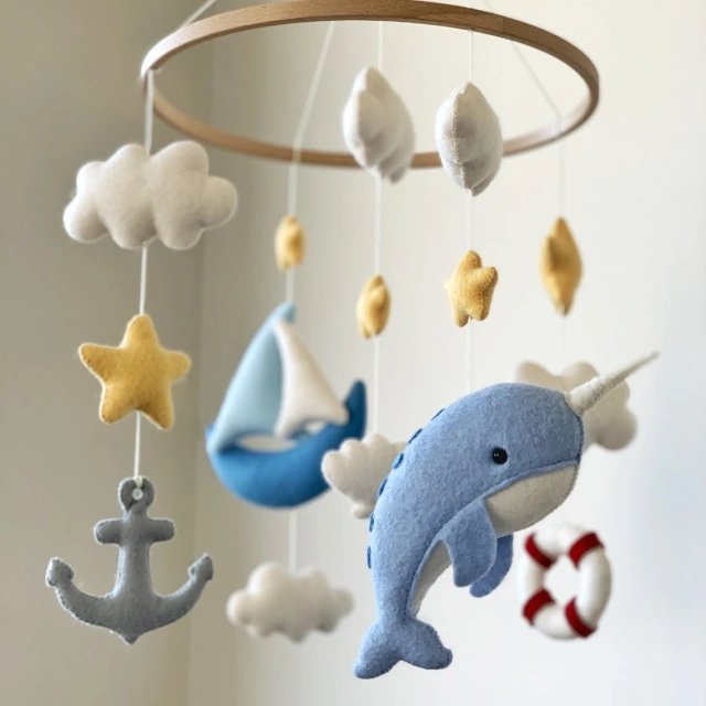 Móvil de fieltro para cuna de bebé con forma de ancla de velero ProgiftSpace