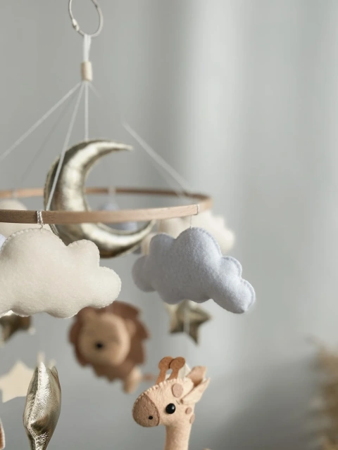 Safari Lion Elephant Giraffe Nursery Felt Crib Baby Mobile