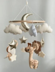 Safari Lion Elephant Giraffe Nursery Felt Crib Baby Mobile