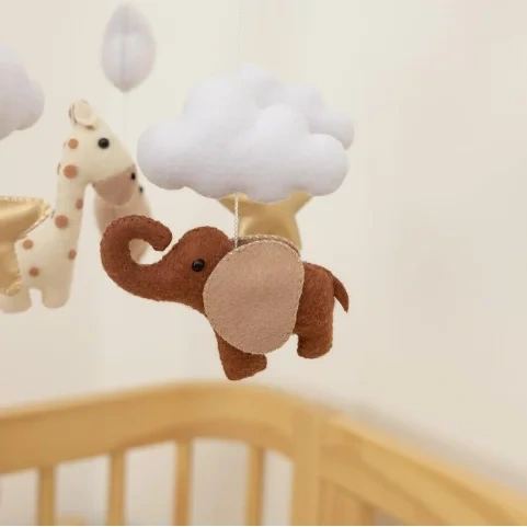 Safari Animal  Horse Hippo Nursery Felt Crib Baby Mobile