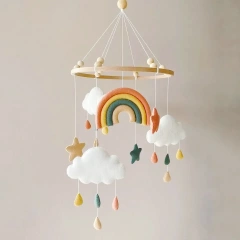 Rainbow Cloud Star Raindrop Nursery Felt Crib Baby Mobile