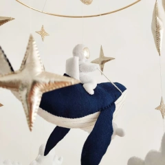Astronaut Whale Galaxy Space Nursery Felt Crib Baby Mobile