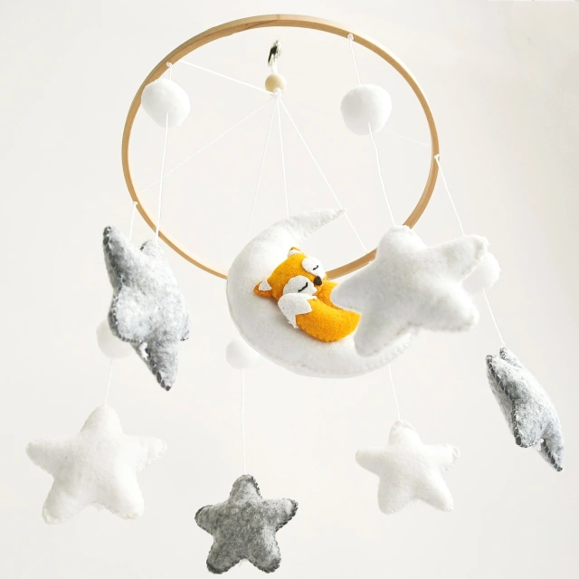 Progift Space Fox Cloud Star Nursery Felt Crib Baby Mobile