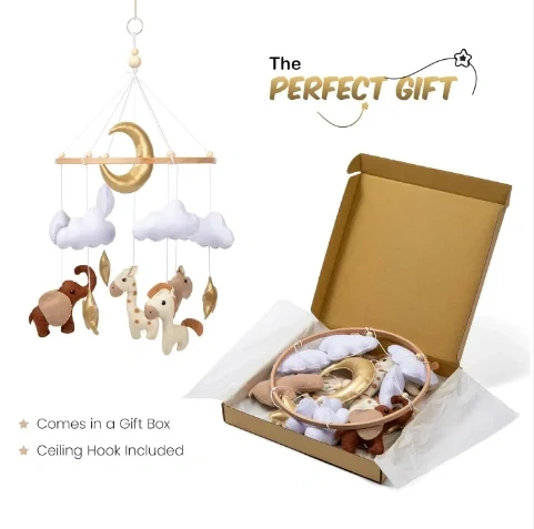 Safari Animal  Horse Hippo Nursery Felt Crib Baby Mobile