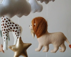 Progift Safari Wild Animals Nursery Felt Crib Baby Mobile