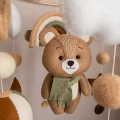 Bear Air Balloon Plane Rainbow Nursery Felt Crib Baby Mobile