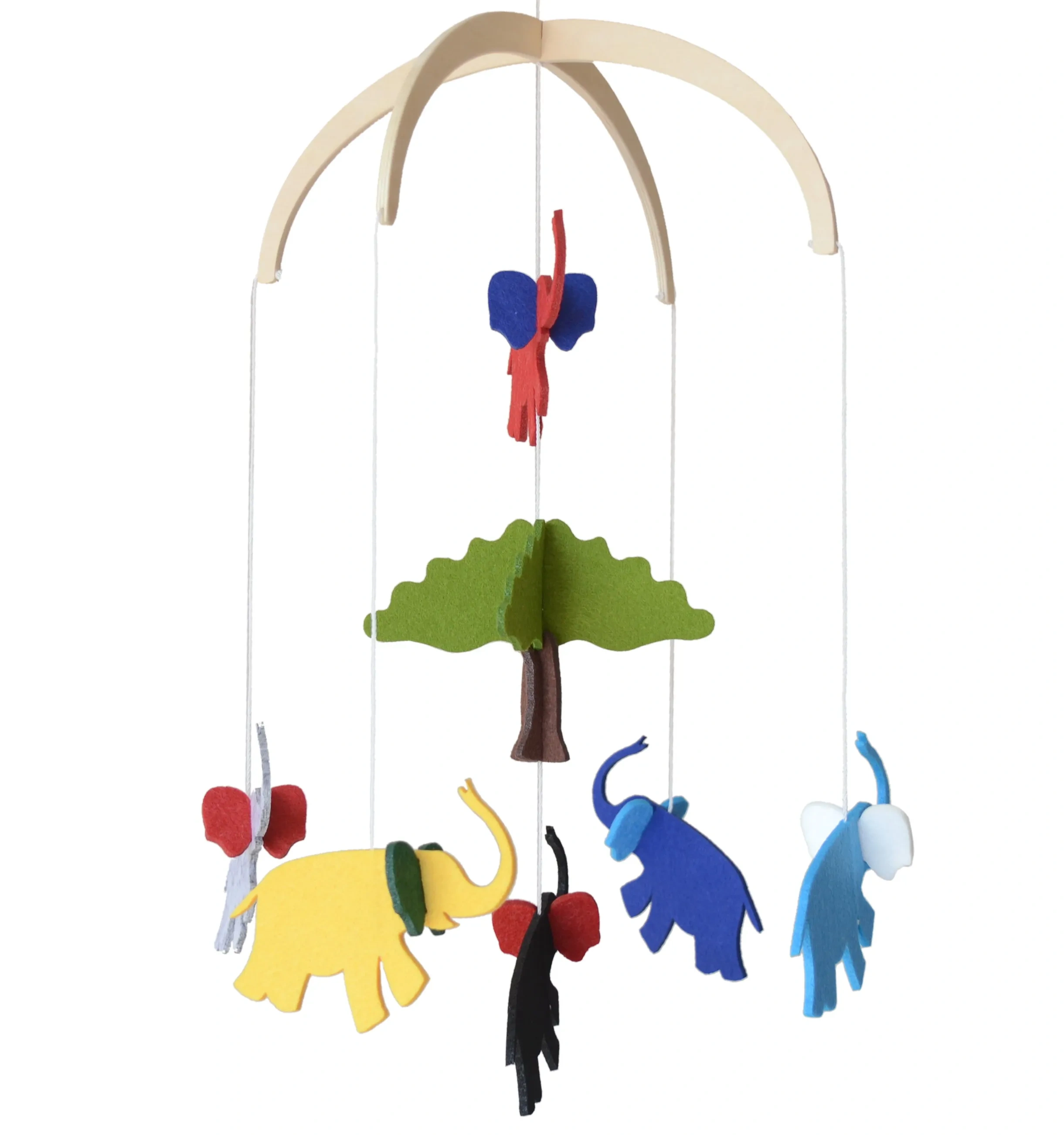 Cute Colorful Elephants Tree Nursery Felt Crib Baby Mobile