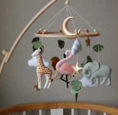 Safari Animals Flamingo Nursery Felt Crib Baby Mobile Toy