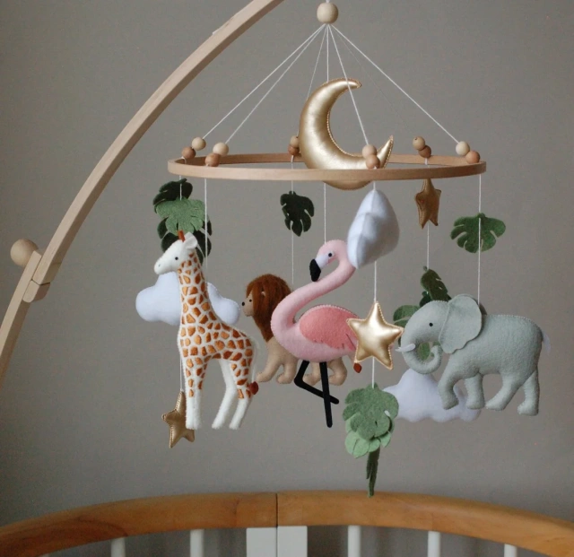 Safari Animals Flamingo Nursery Felt Crib Baby Mobile Toy