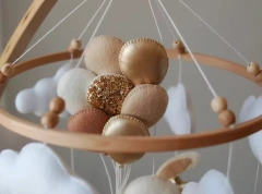 Móvil de fieltro para cuna de bebé con forma de conejito, nube y estrella de calidad