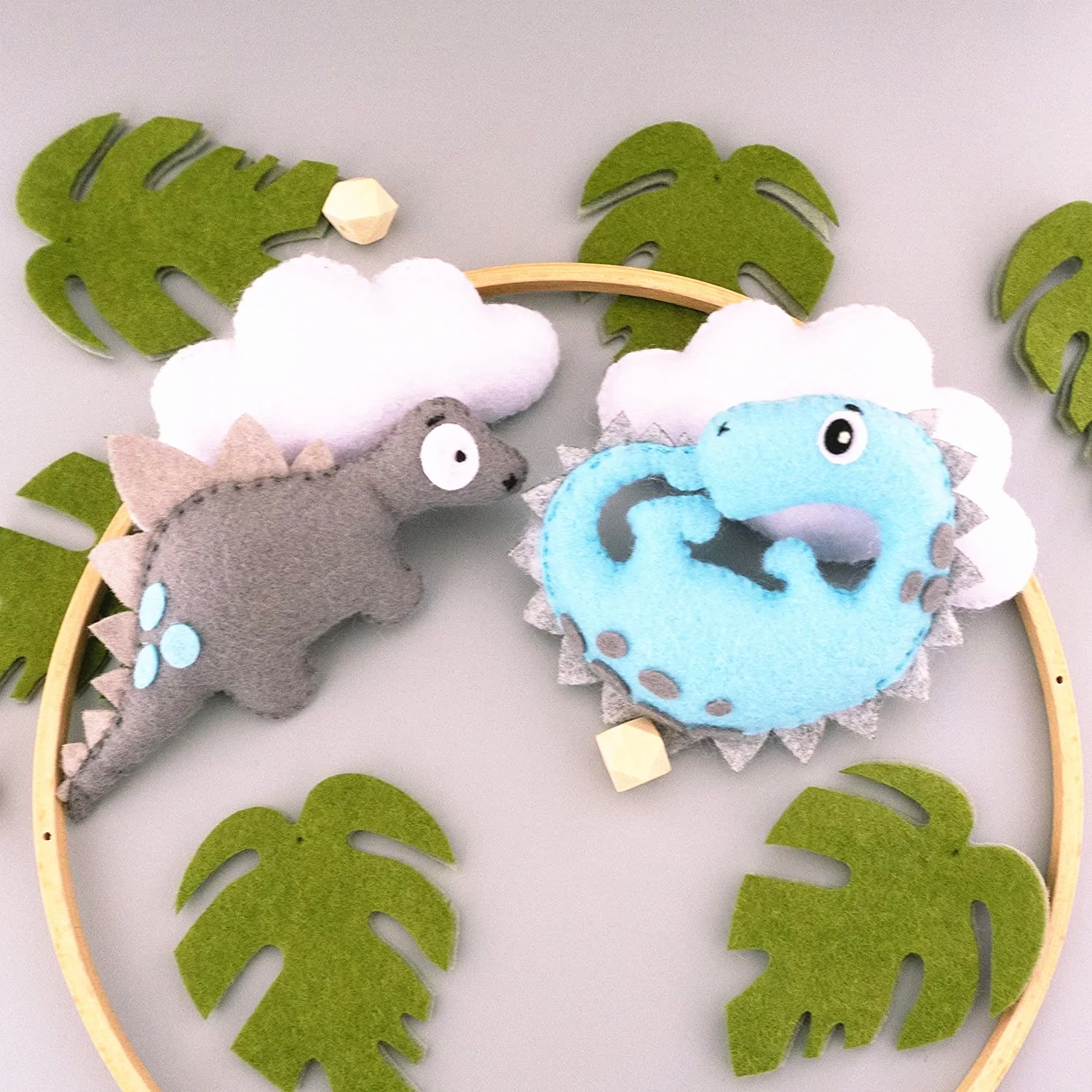 Stuffed Dragon Dinosaur World Nursery Felt Crib Baby Mobile