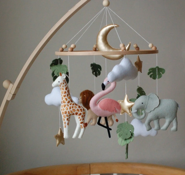 Safari Animals Flamingo Nursery Felt Crib Baby Mobile Toy