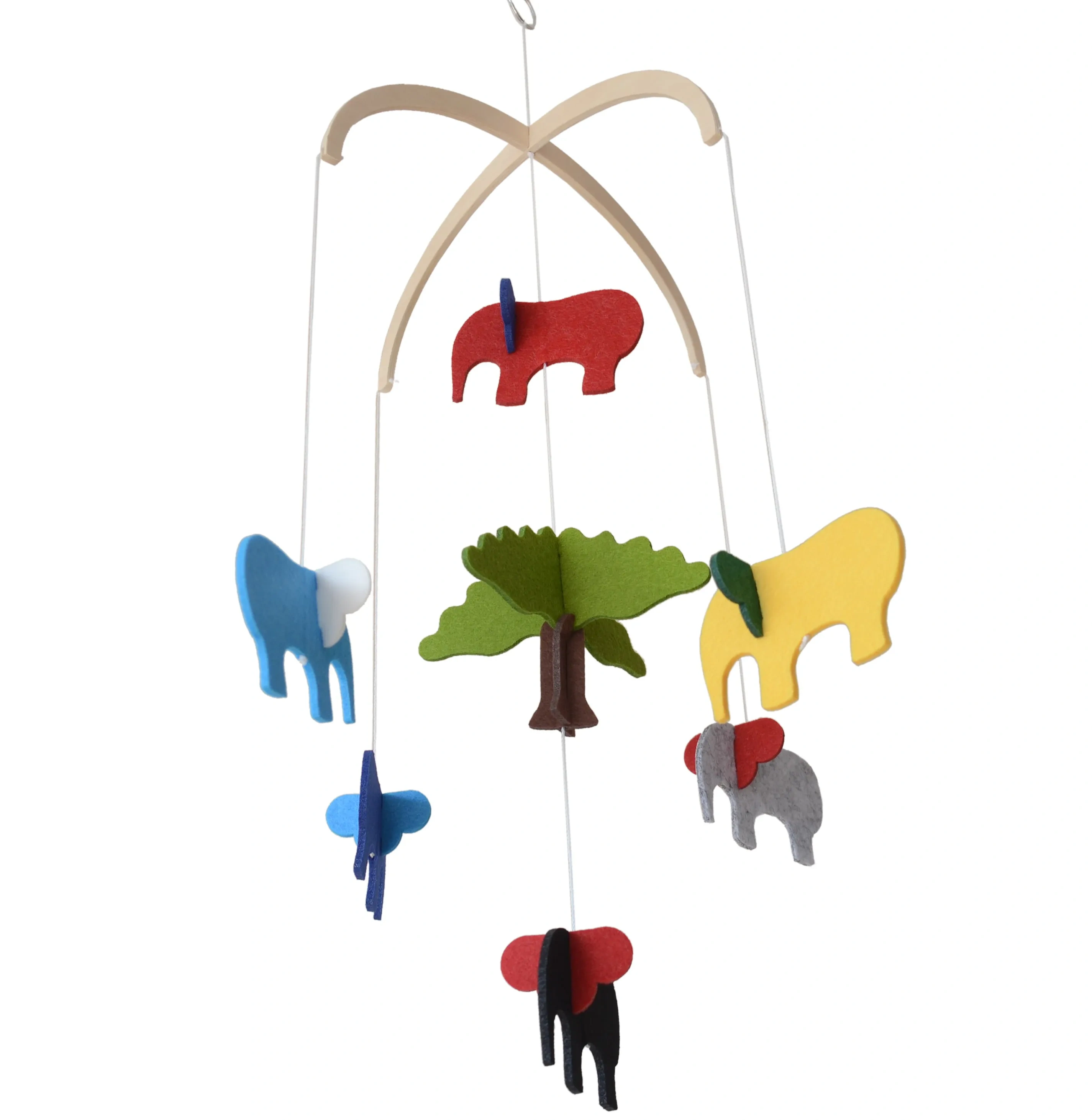 Cute Colorful Elephants Tree Nursery Felt Crib Baby Mobile
