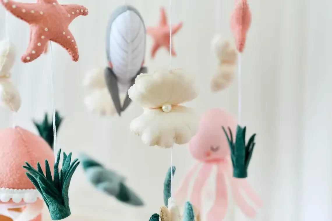 Sea Star Shell Manta Rays Octopus Jellyfish Felt Baby Mobile