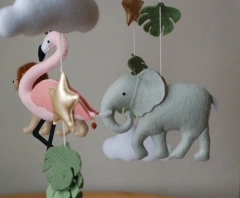 Safari Animals Flamingo Nursery Felt Crib Baby Mobile Toy