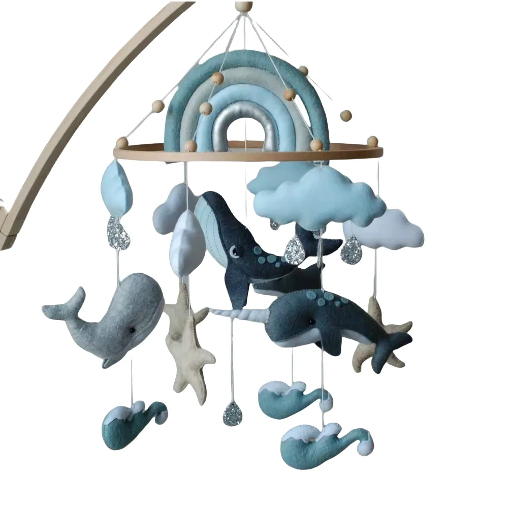 Sea Rainbow Sea Star Whale Dolphin Felt Baby Crib Mobile