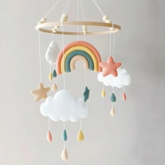 Rainbow Cloud Star Raindrop Nursery Felt Crib Baby Mobile