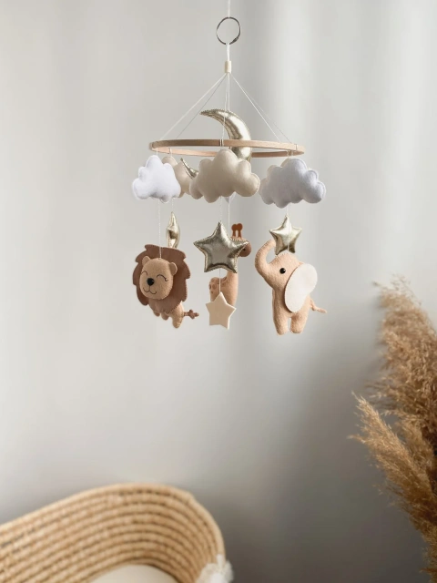 Safari Lion Elephant Giraffe Nursery Felt Crib Baby Mobile