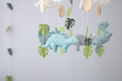 Handmade Dinosaur World Nursery Felt Crib Baby Mobile Decor