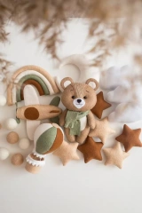 Bear Air Balloon Plane Rainbow Nursery Felt Crib Baby Mobile