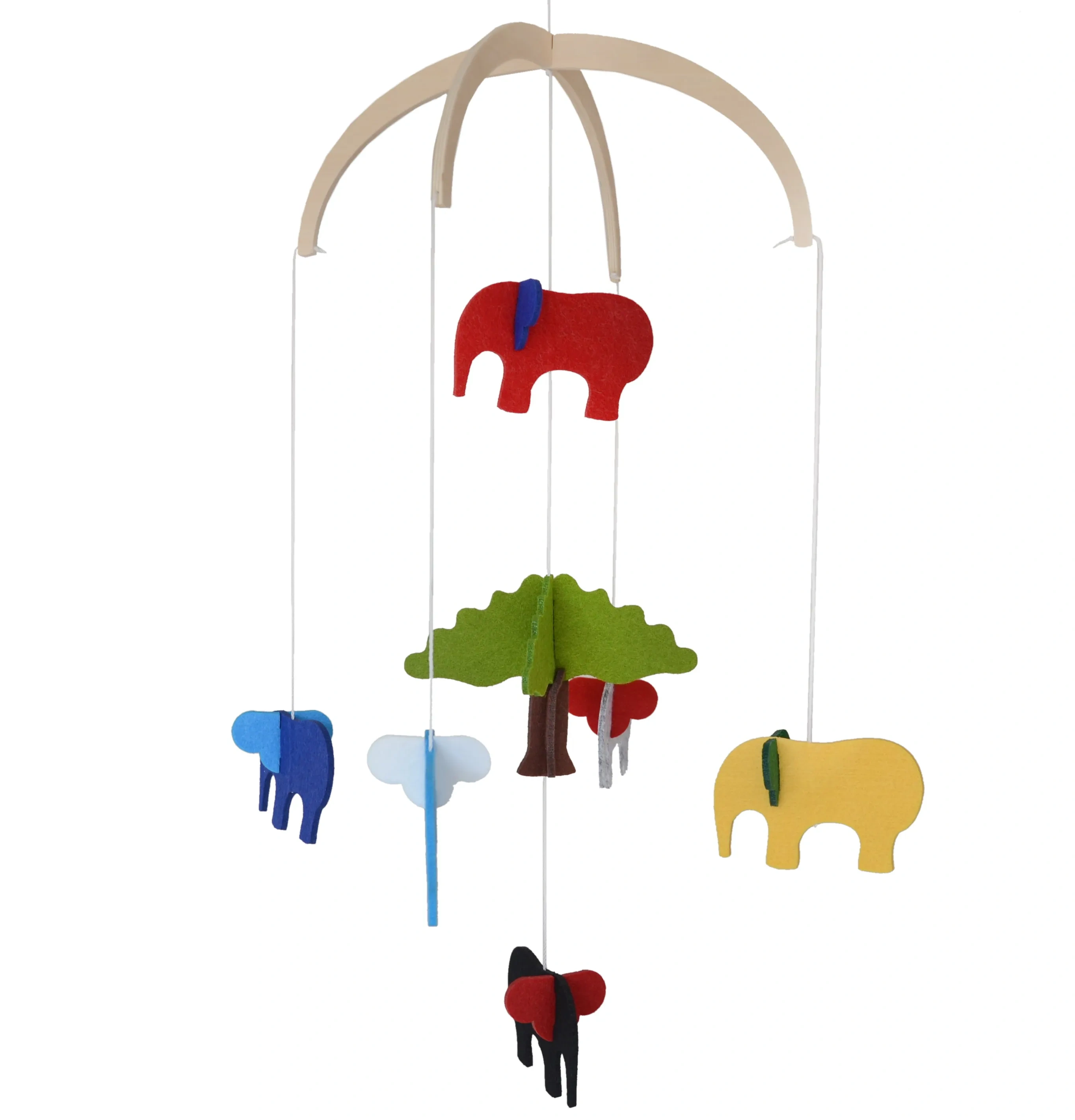 Cute Colorful Elephants Tree Nursery Felt Crib Baby Mobile