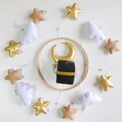 Islamic Muslim Quran Mecca Kaaba Cube Gold Felt Baby Mobiles