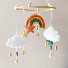 Rainbow Cloud Star Raindrop Nursery Felt Crib Baby Mobile