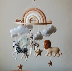 Progift Safari Wild Animals Nursery Felt Crib Baby Mobile