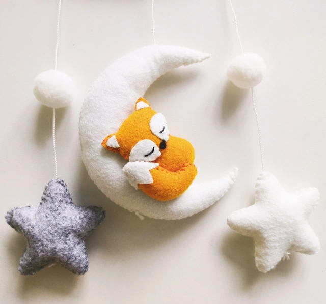 Progift Space Fox Cloud Star Nursery Felt Crib Baby Mobile