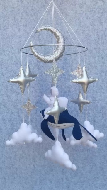 Astronaut Whale Galaxy Space Nursery Felt Crib Baby Mobile