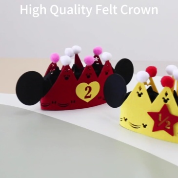 Decoração de aniversário de coroa de feltro fofa e reutilizável personalizada para bebês