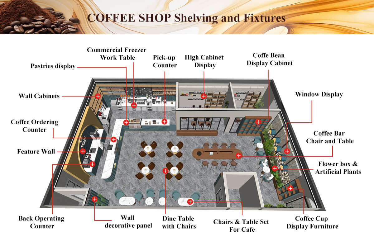 Coffee Shop Interior Design Layout Display Counters Bubble Tea Shop Design