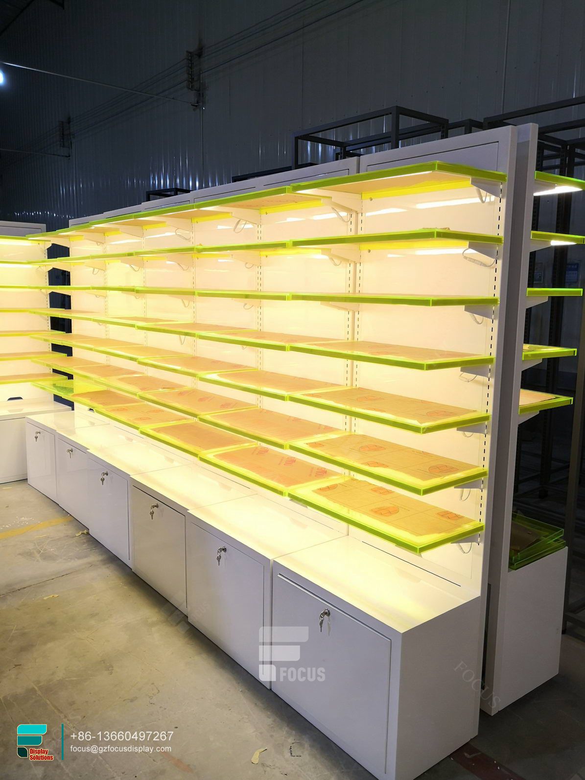 Cigarette Shelving Show Case Display Glass With Lights