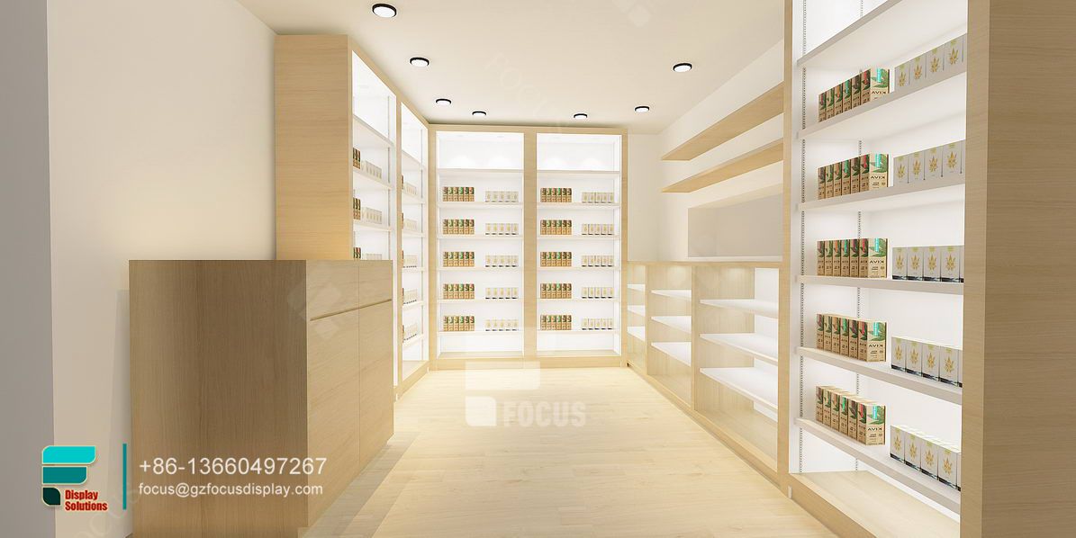dispensary design glass display racks tobacco shop furniture