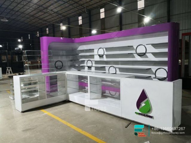 Cigarette Shelf Glass Display Cabinets Dispensary Shop Showcase