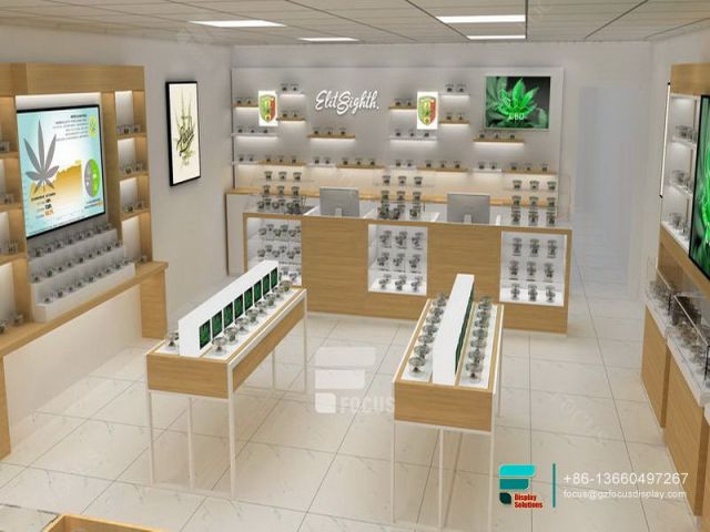 Cigarette Display Rack Glass Cabinet Dispensary Counters