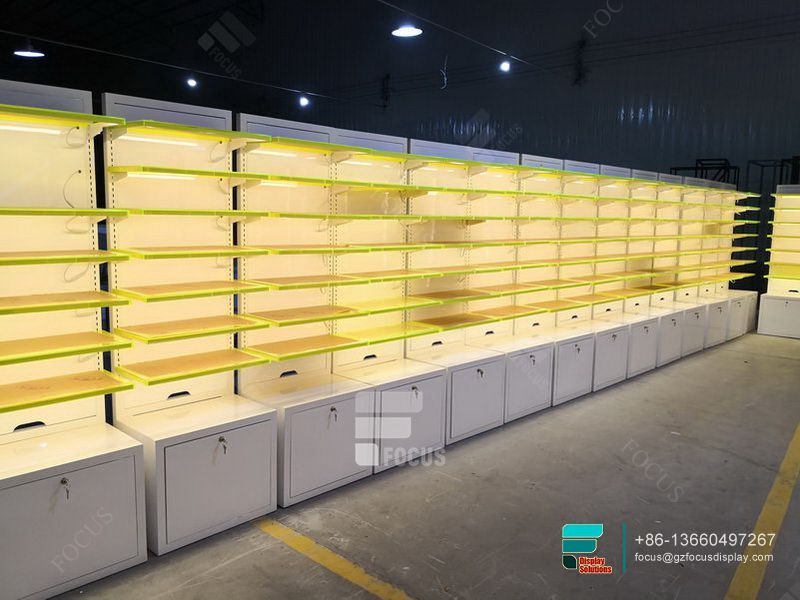 Cigarette Shelving Show Case Display Glass With Lights