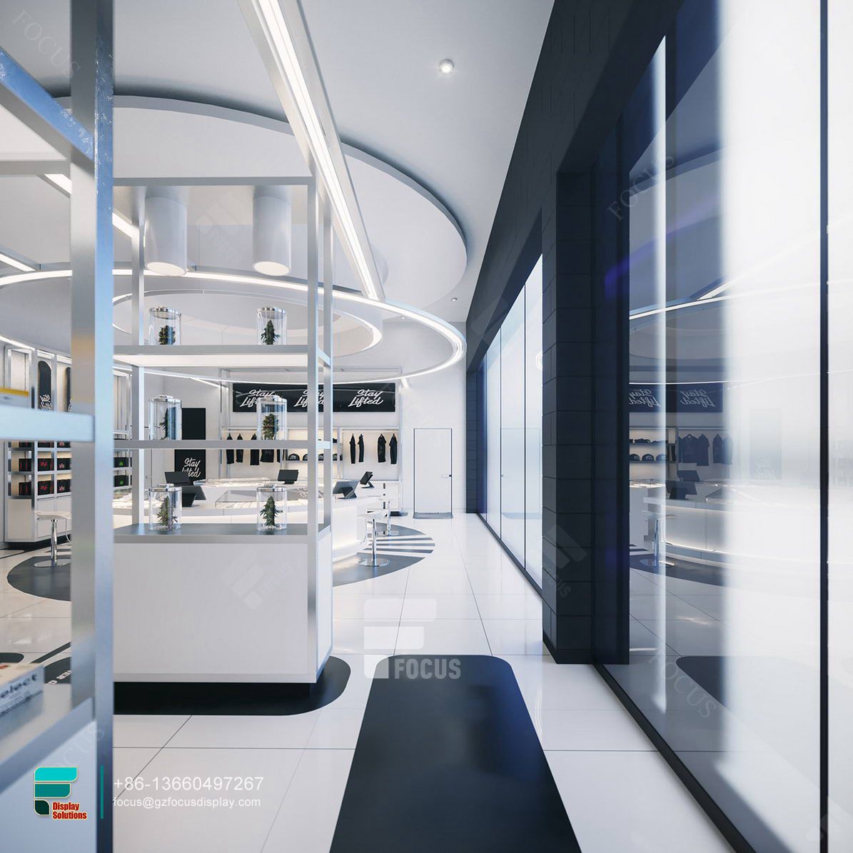cannabis dispensary design tobacco display case glass