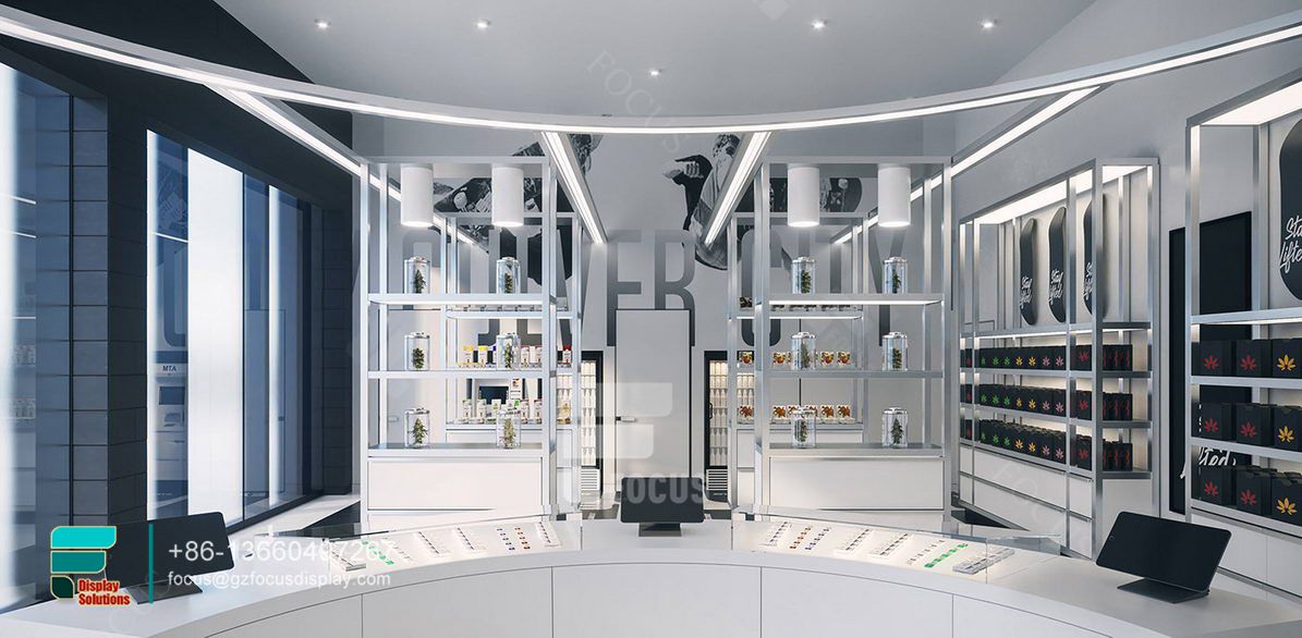 cannabis dispensary design tobacco display case glass