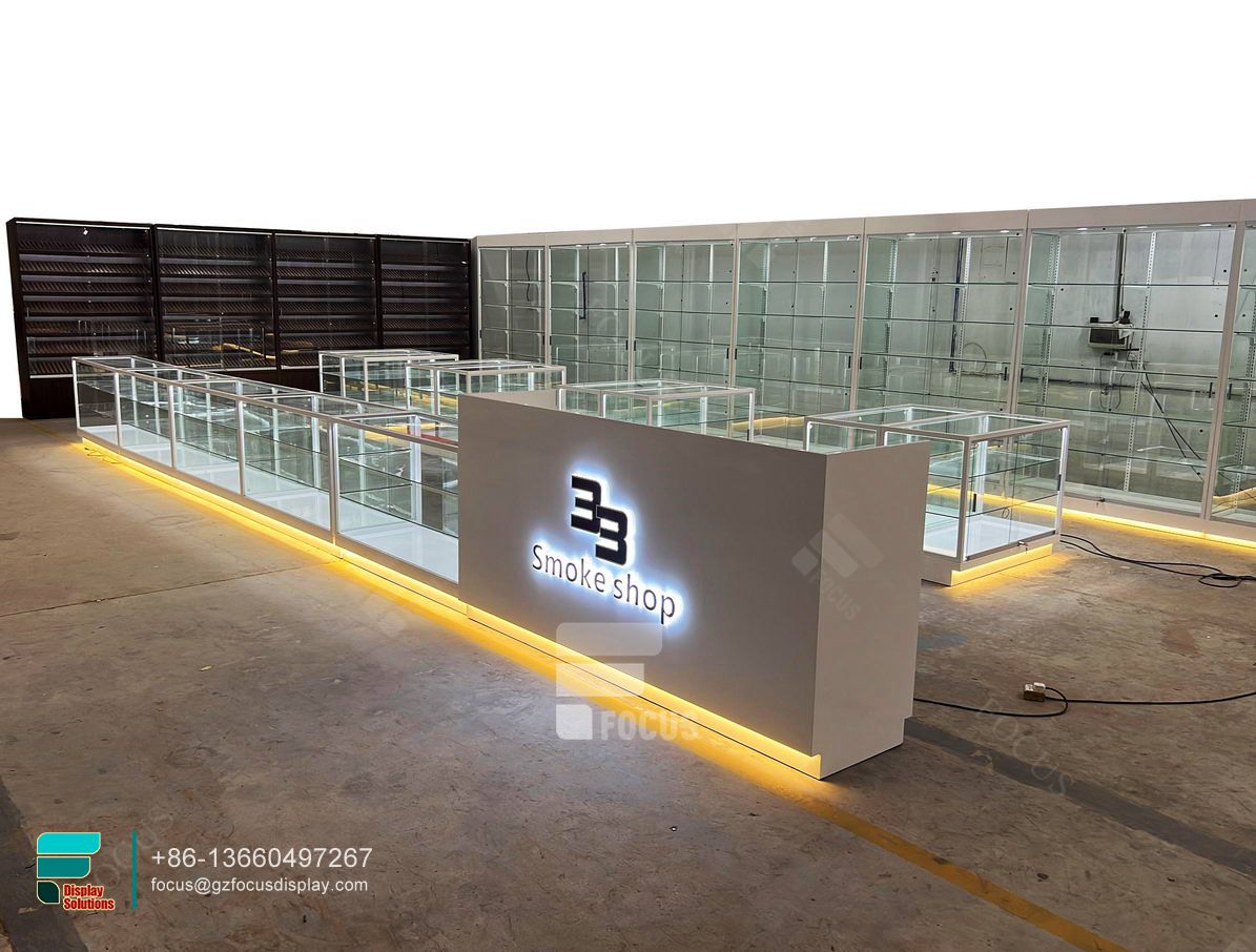 commercial smoke shop display vitrine glass tobacco showcase