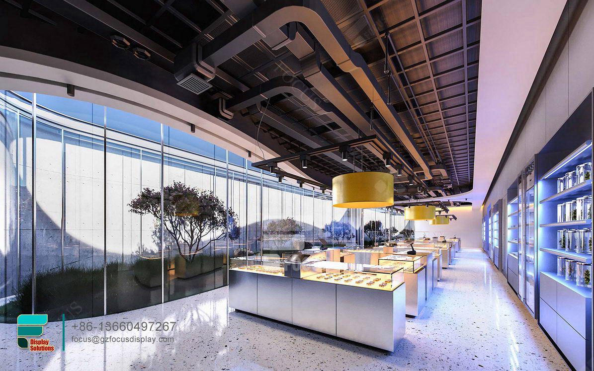 dispensary display cases glass counter cigarette shop design