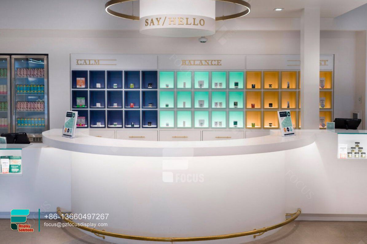 dispensary displays glass shelves tobacco fixtures for sale
