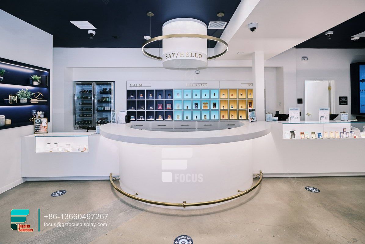 dispensary displays glass shelves tobacco fixtures for sale