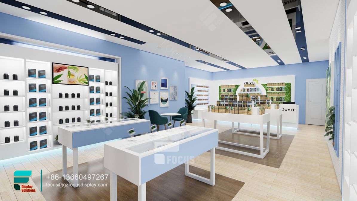 dispensary interior design glass display for smoke shop