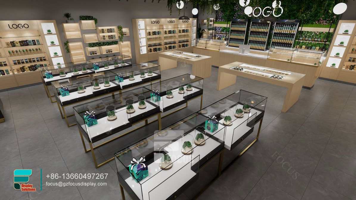 display dispensary showcase glasse smoke store design