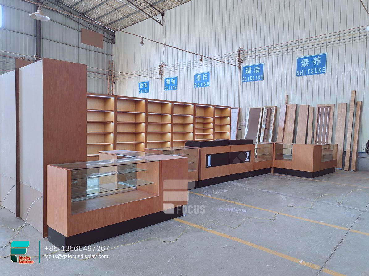 tobacco fixtures wooden glass counter dispensary display cases
