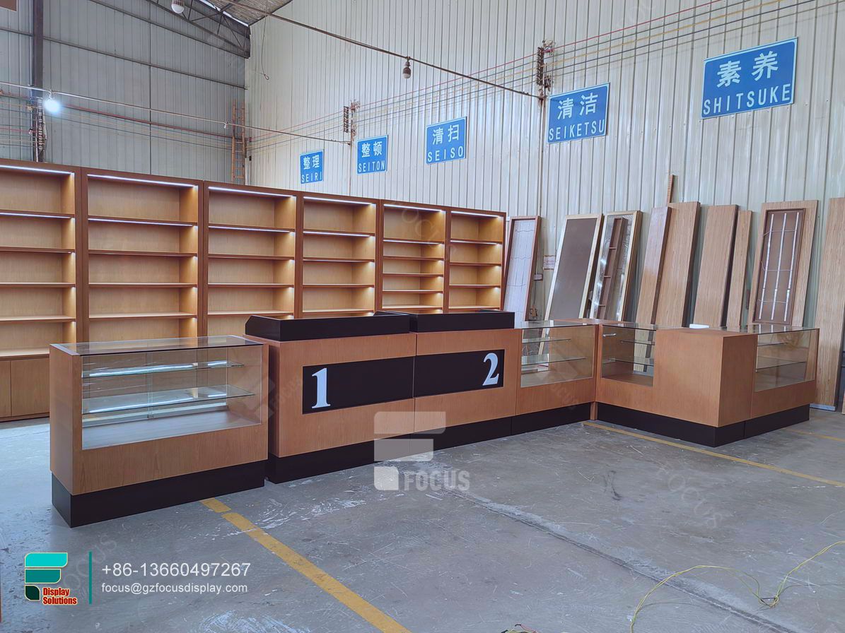 tobacco fixtures wooden glass counter dispensary display cases