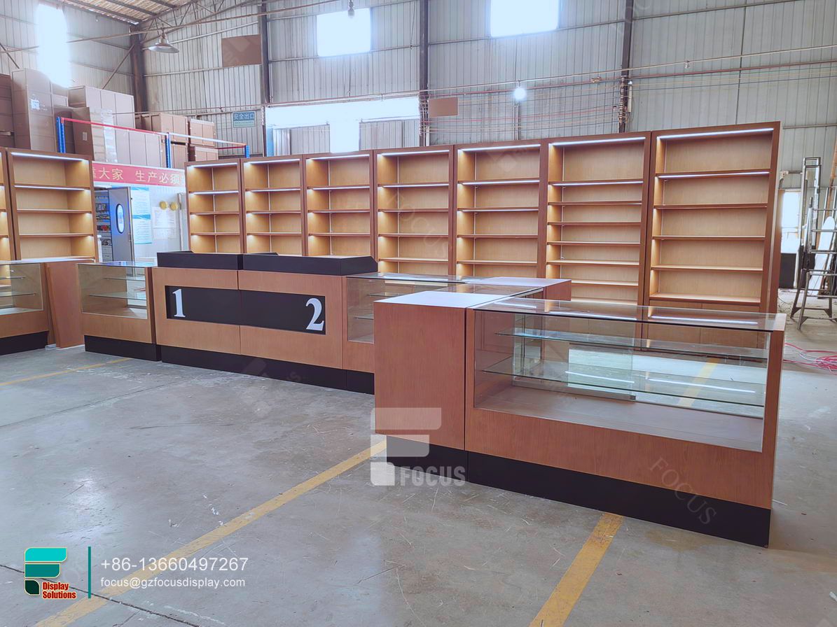 tobacco fixtures wooden glass counter dispensary display cases