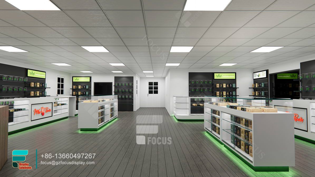 tobacco rack led glass display modern dispensary design