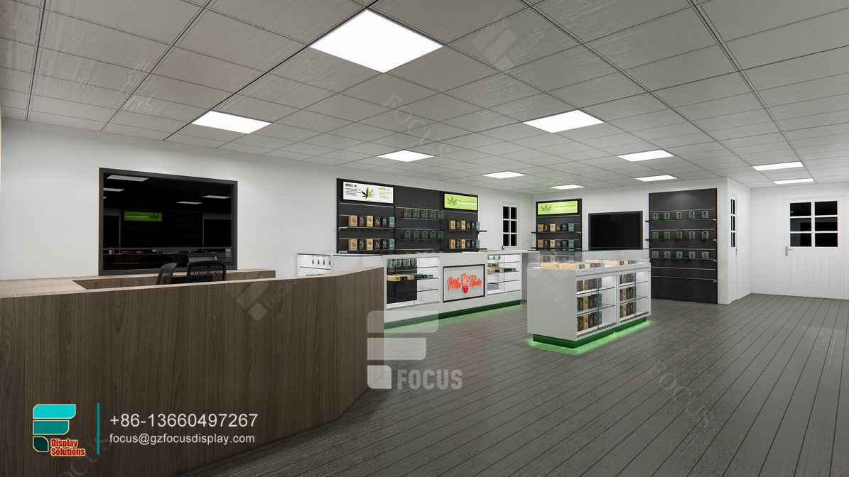 tobacco rack led glass display modern dispensary design